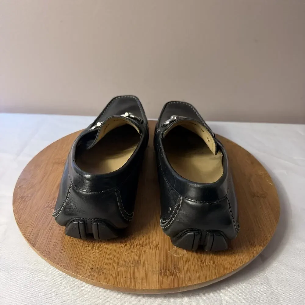 Preowned SALVATORE FERRAGAMO PARIGI Black Calf Leather Men Loafers Size 10 2E